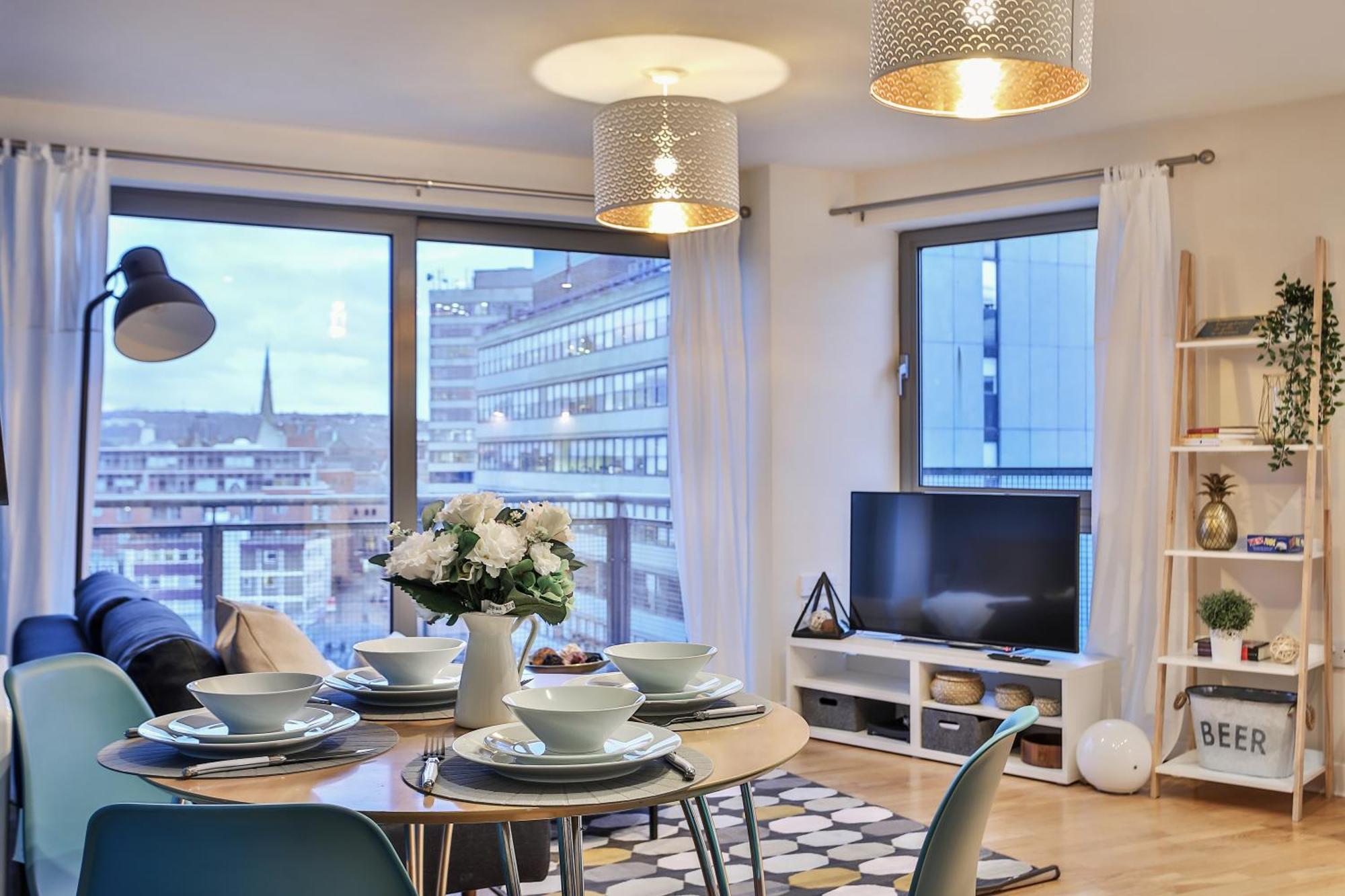 Skyview Apartment By Noknokstay - City Centre With Parking - Group, Family, Business Sheffield Buitenkant foto