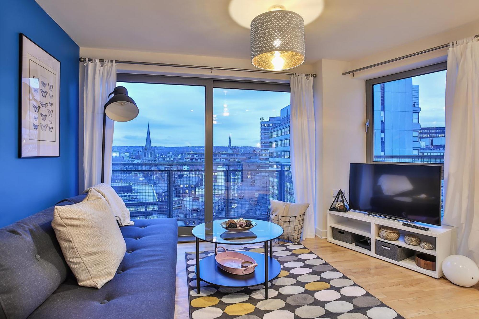 Skyview Apartment By Noknokstay - City Centre With Parking - Group, Family, Business Sheffield Buitenkant foto